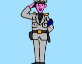 Disegno Poliziotto che saluta  pitturato su Gioia