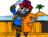 Disegno Pirata a bordo  pitturato su samuel