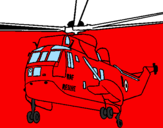 Disegno Elicottero di salvataggio  pitturato su capo famu