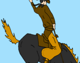 Disegno Cowboy a cavallo  pitturato su Federico                 