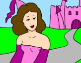 Disegno Principessa e castello  pitturato su matilde bucci