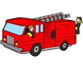 Disegno Pompieri sul camion  pitturato su il macchinista