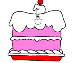 Disegno Torta di compleanno  pitturato su kesia     guarro