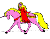 Disegno Principessa a cavallo di unicorno  pitturato su Giulia