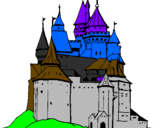 Disegno Castello medievale  pitturato su samuel
