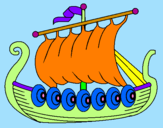 Disegno Barca vikinga  pitturato su arianna