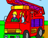 Disegno Camion dei Pompieri  pitturato su ANNA P.