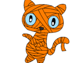 Disegno Mummia gatto scaraboechio pitturato su mandala jessica