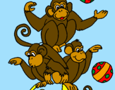 Disegno Scimmie giocoliere pitturato su Rosajole
