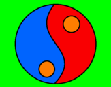 Disegno Yin e yang pitturato su franz