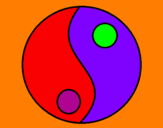Disegno Yin e yang pitturato su GAIA