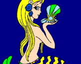 Disegno Sirena e perla  pitturato su Francesca  Belmonte