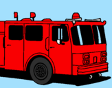 Disegno Camion dei pompieri pitturato su giuseppe