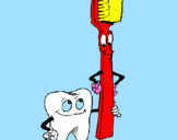 Disegno Molare e spazzolino da denti pitturato su eleonoraha  7 ani