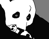 Disegno Orso panda con il suo cucciolo pitturato su gaia e giada