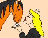 Disegno Principessa e cavallo  pitturato su margi