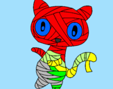 Disegno Mummia gatto scaraboechio pitturato su jacopo