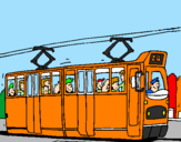Disegno Tram con passeggeri  pitturato su MARCO