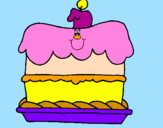 Disegno Torta di compleanno  pitturato su brigitta