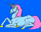 Disegno Unicorno seduto  pitturato su byutiful
