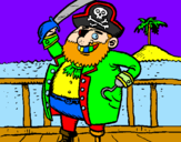 Disegno Pirata a bordo  pitturato su daniele