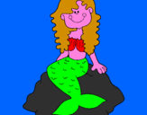 Disegno Sirena seduta su una roccia  pitturato su chiara