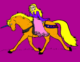 Disegno Principessa a cavallo di unicorno  pitturato su ivana
