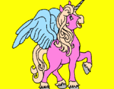 Disegno Unicorno con le ali  pitturato su irene