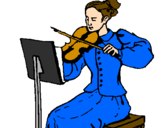 Disegno Dama violinista  pitturato su Giovanna morass