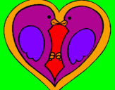 Disegno Uccellini innamorati  pitturato su alessia