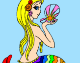 Disegno Sirena e perla  pitturato su raffy<3
