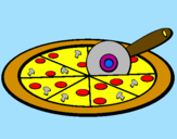 Disegno Pizza pitturato su vittoria  - voli