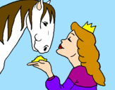 Disegno Principessa e cavallo  pitturato su angelica