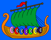 Disegno Barca vikinga  pitturato su andrea