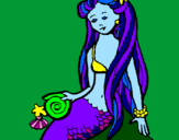 Disegno Sirena con la conchiglia  pitturato su awlin