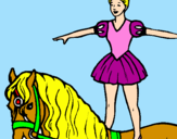 Disegno Trapezista in groppa al cavallo pitturato su jasmine