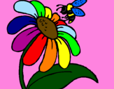Disegno Margherita con ape  pitturato su greta