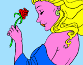 Disegno Principessa con una rosa pitturato su byutiful
