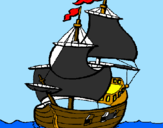 Disegno Barca  pitturato su MARCO