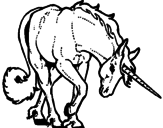 Disegno Unicorno brado  pitturato su anna  d.m.