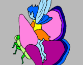 Disegno Folletto e farfalla  pitturato su awlin