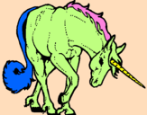 Disegno Unicorno brado  pitturato su margherita