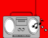 Disegno Radio cassette 2 pitturato su dinisauro 1
