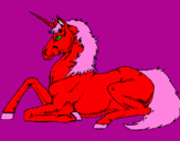 Disegno Unicorno seduto  pitturato su byutiful