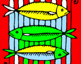 Disegno Pesce pitturato su Pesci
