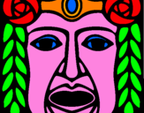 Disegno Maschera Maya pitturato su fabio