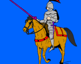 Disegno Cavallerizzo a cavallo  pitturato su silvestro