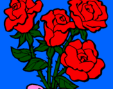Disegno Mazzo di rose  pitturato su gio