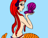 Disegno Sirena e perla  pitturato su Alessia