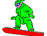 Disegno Snowboard pitturato su carmine